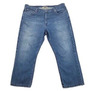 LL Bean Mens Jeans Size 40x26.5 SPOT on Back Pocket HEMMED Standard Fit